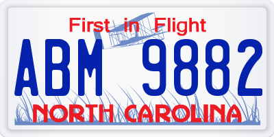 NC license plate ABM9882