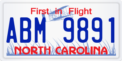 NC license plate ABM9891