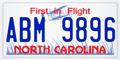 NC license plate ABM9896