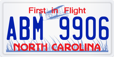 NC license plate ABM9906