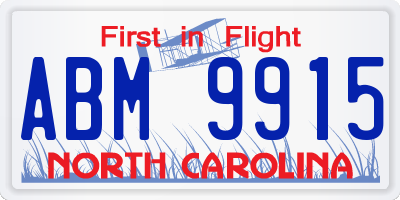 NC license plate ABM9915