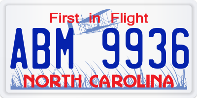 NC license plate ABM9936