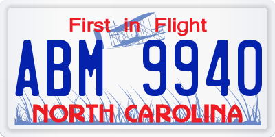 NC license plate ABM9940