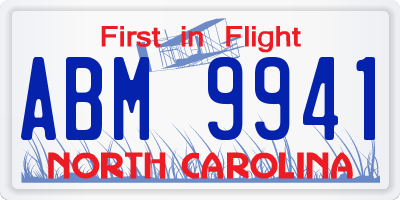 NC license plate ABM9941