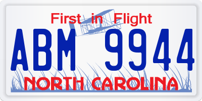 NC license plate ABM9944