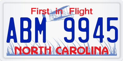 NC license plate ABM9945