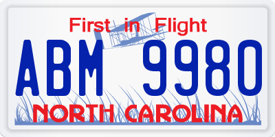 NC license plate ABM9980