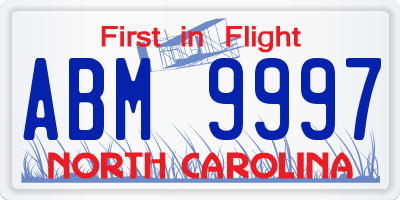 NC license plate ABM9997