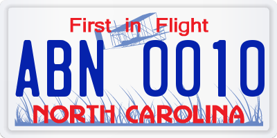 NC license plate ABN0010
