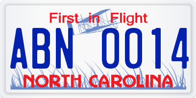 NC license plate ABN0014