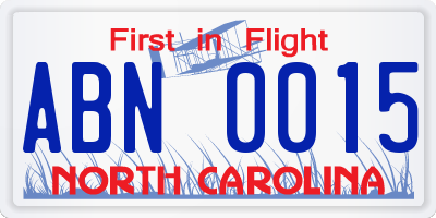 NC license plate ABN0015