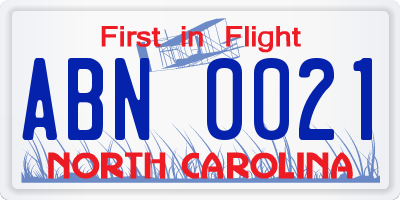 NC license plate ABN0021