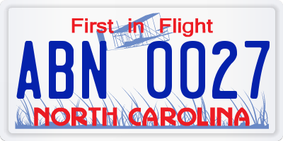 NC license plate ABN0027