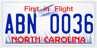 NC license plate ABN0036
