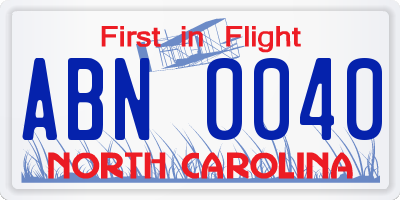 NC license plate ABN0040