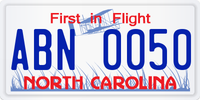 NC license plate ABN0050
