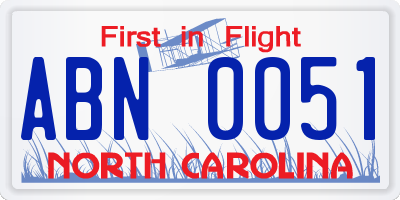NC license plate ABN0051