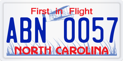 NC license plate ABN0057