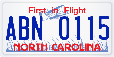 NC license plate ABN0115