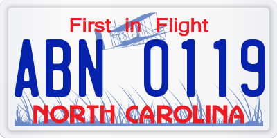 NC license plate ABN0119