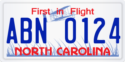 NC license plate ABN0124