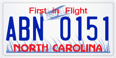 NC license plate ABN0151