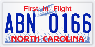 NC license plate ABN0166
