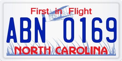 NC license plate ABN0169