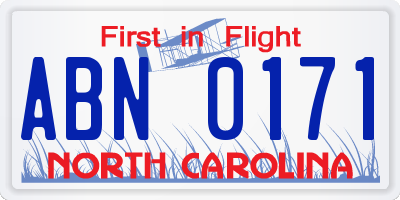 NC license plate ABN0171