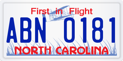 NC license plate ABN0181