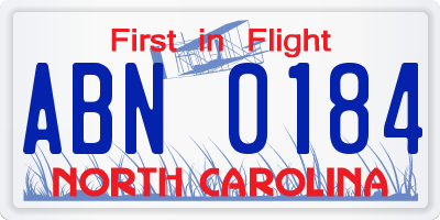 NC license plate ABN0184