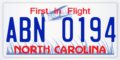 NC license plate ABN0194