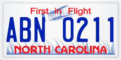 NC license plate ABN0211