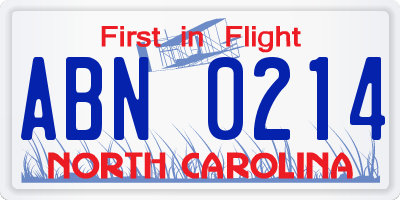 NC license plate ABN0214