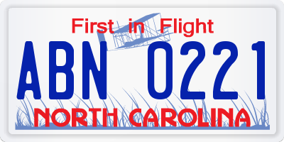 NC license plate ABN0221