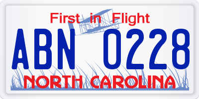 NC license plate ABN0228
