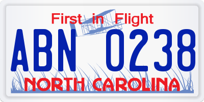 NC license plate ABN0238