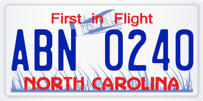 NC license plate ABN0240