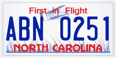 NC license plate ABN0251