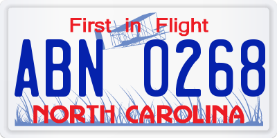 NC license plate ABN0268