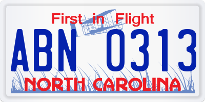 NC license plate ABN0313