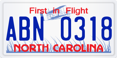 NC license plate ABN0318