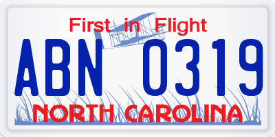 NC license plate ABN0319