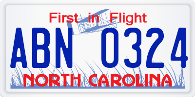 NC license plate ABN0324