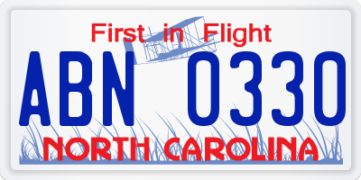 NC license plate ABN0330