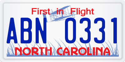 NC license plate ABN0331