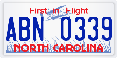 NC license plate ABN0339