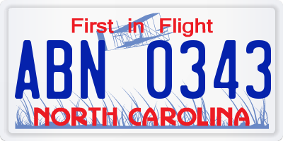 NC license plate ABN0343