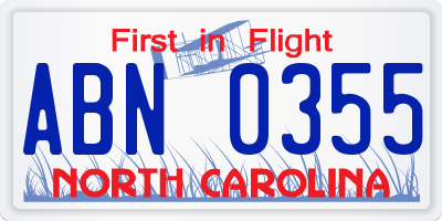 NC license plate ABN0355