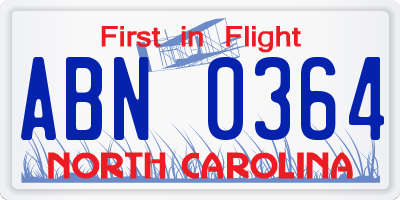 NC license plate ABN0364
